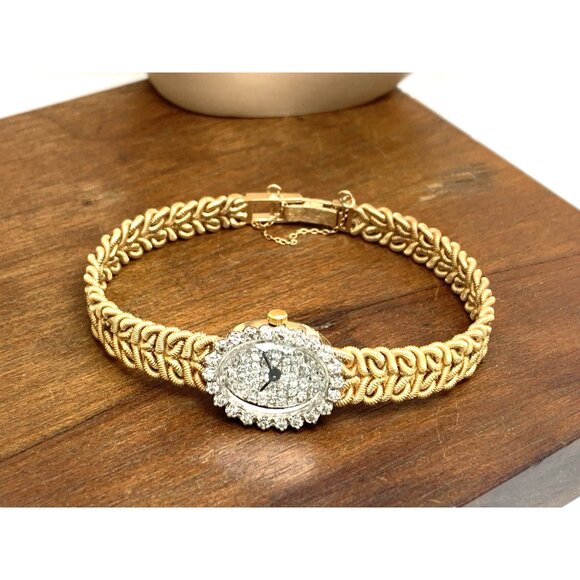 Jules Jurgensen Women's Watch Vintage Cocktail 14k Gold Diamond Swiss Quartz - Picture 9 of 15